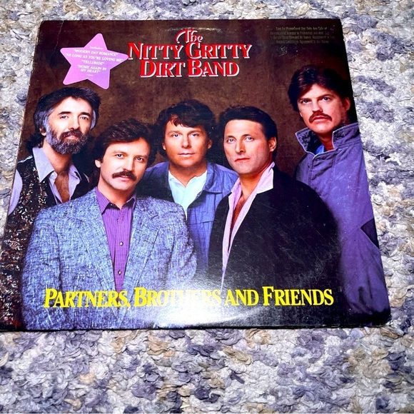 Nitty Gritty Dirt Band with their 1985 LP "Partners, Brothers & Friends." Record - Picture 1 of 9